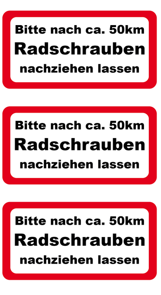 Aufkleber Radschrauben nachziehen